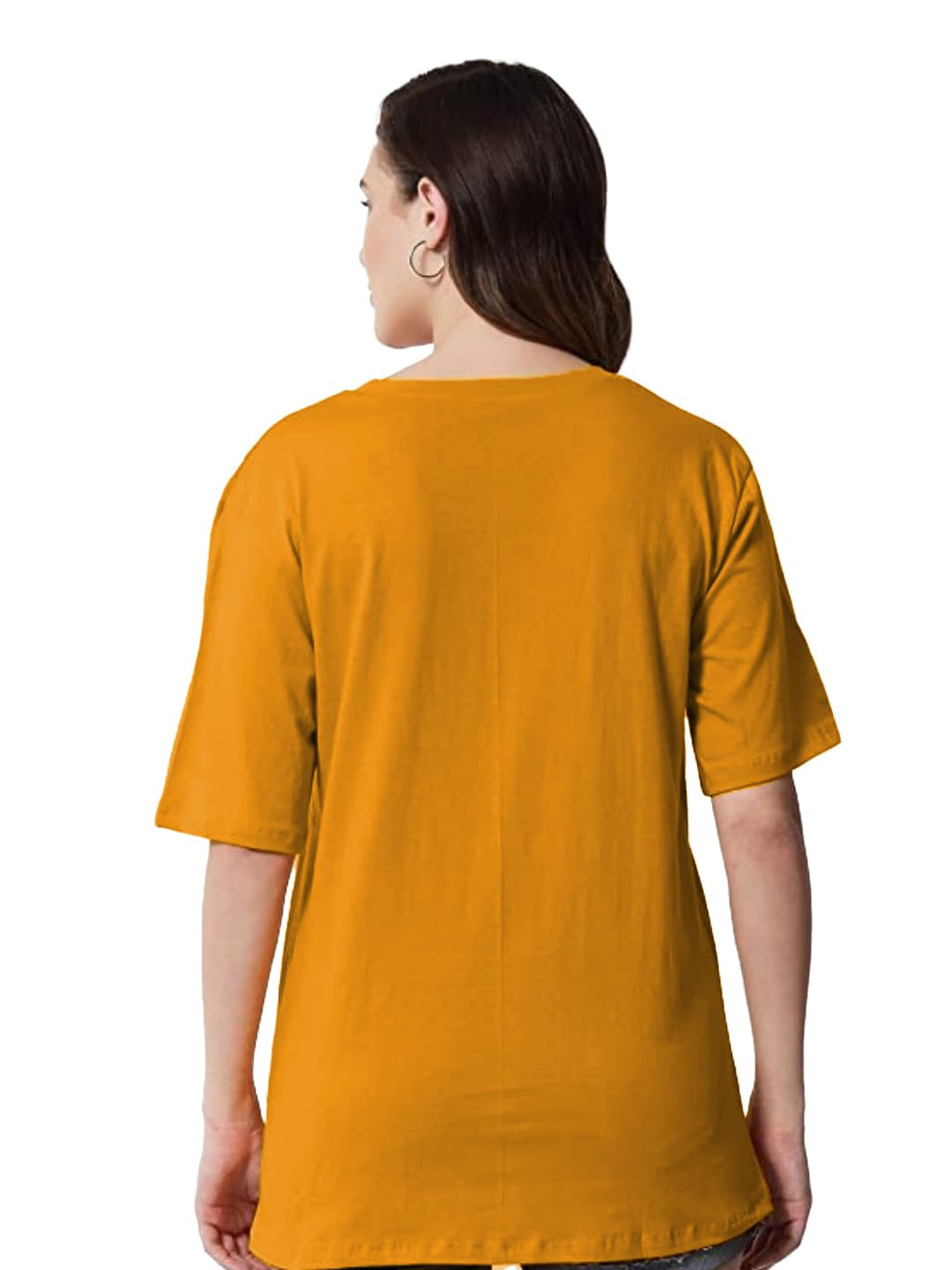 LEOTUDE Women's cotton Oversized Fit Oversized Half Sleeve Tshirt, Round Neck Longline Drop Shoulder Solid T-Shirt