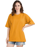 LEOTUDE Women's cotton Oversized Fit Oversized Half Sleeve Tshirt, Round Neck Longline Drop Shoulder Solid T-Shirt