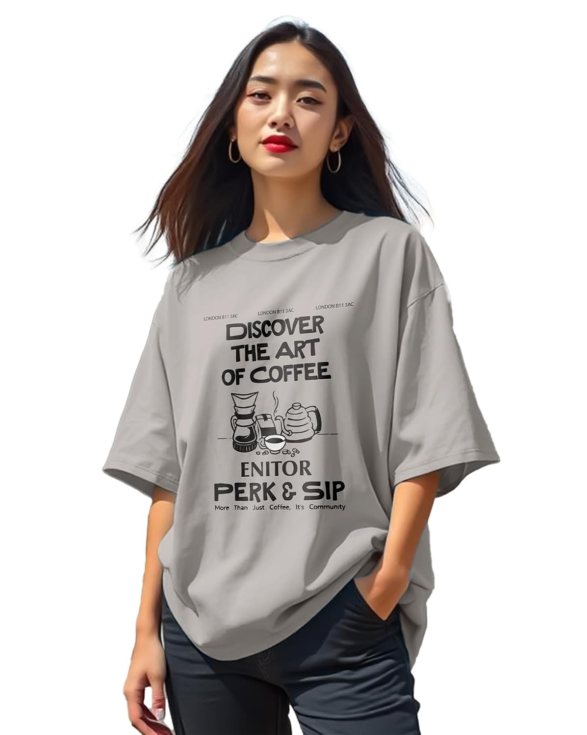 AUSK Oversized T-Shirt for Womens || Graphic Front Printed Loose fit Womens Tshirt