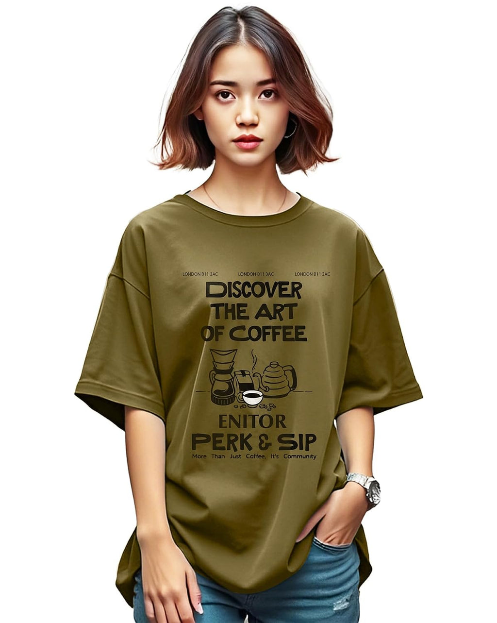 AUSK Oversized T-Shirt for Womens || Graphic Front Printed Loose fit Womens Tshirt