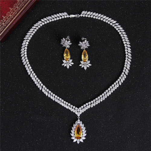 Bridal Necklace Set with AAA Zircon Earrings