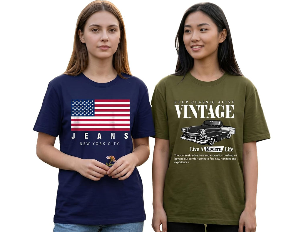 AUSK Oversized T-Shirt for Womens || Graphic Front Printed Loose fit Womens Tshirt
