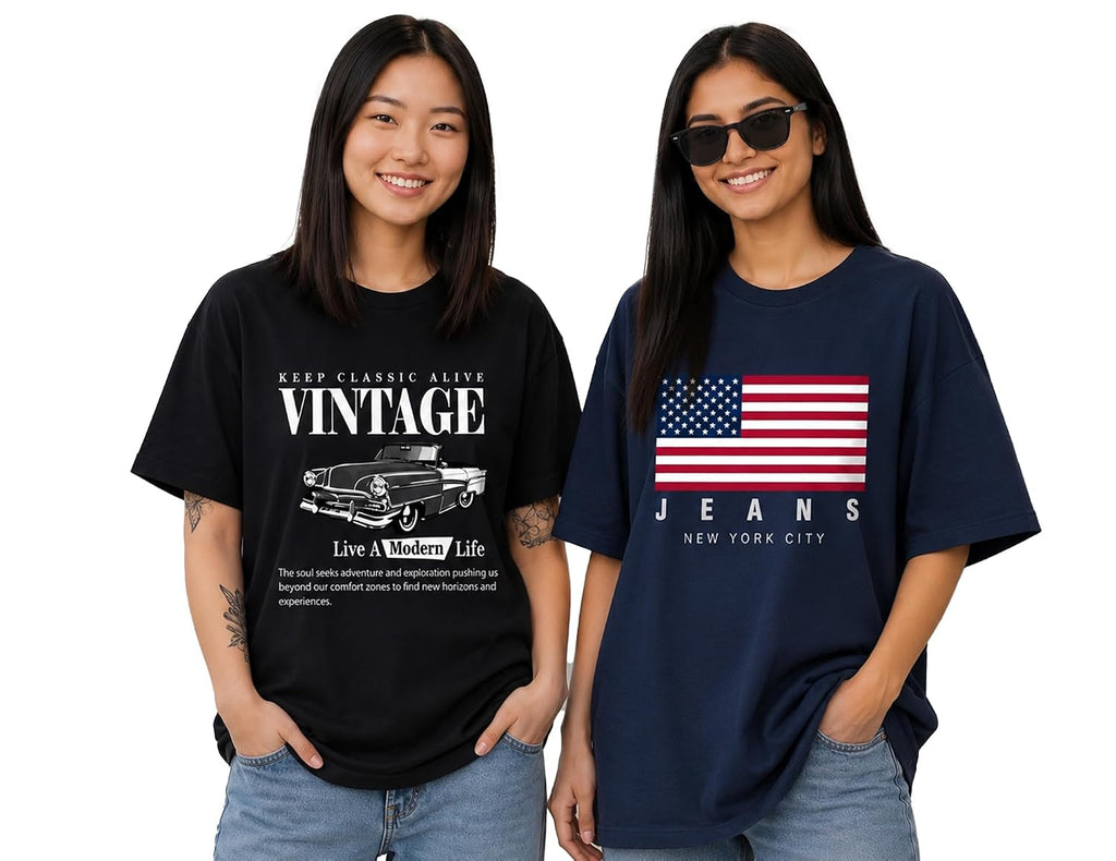 AUSK Oversized T-Shirt for Womens || Graphic Front Printed Loose fit Womens Tshirt