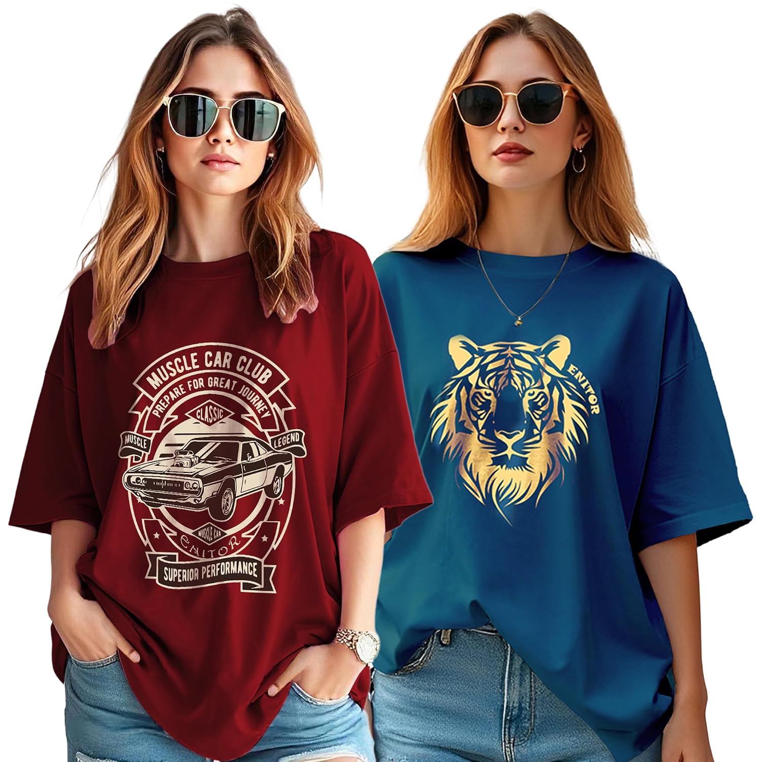 AUSK Oversized T-Shirt for Womens || Graphic Front Printed Loose fit Womens Tshirt