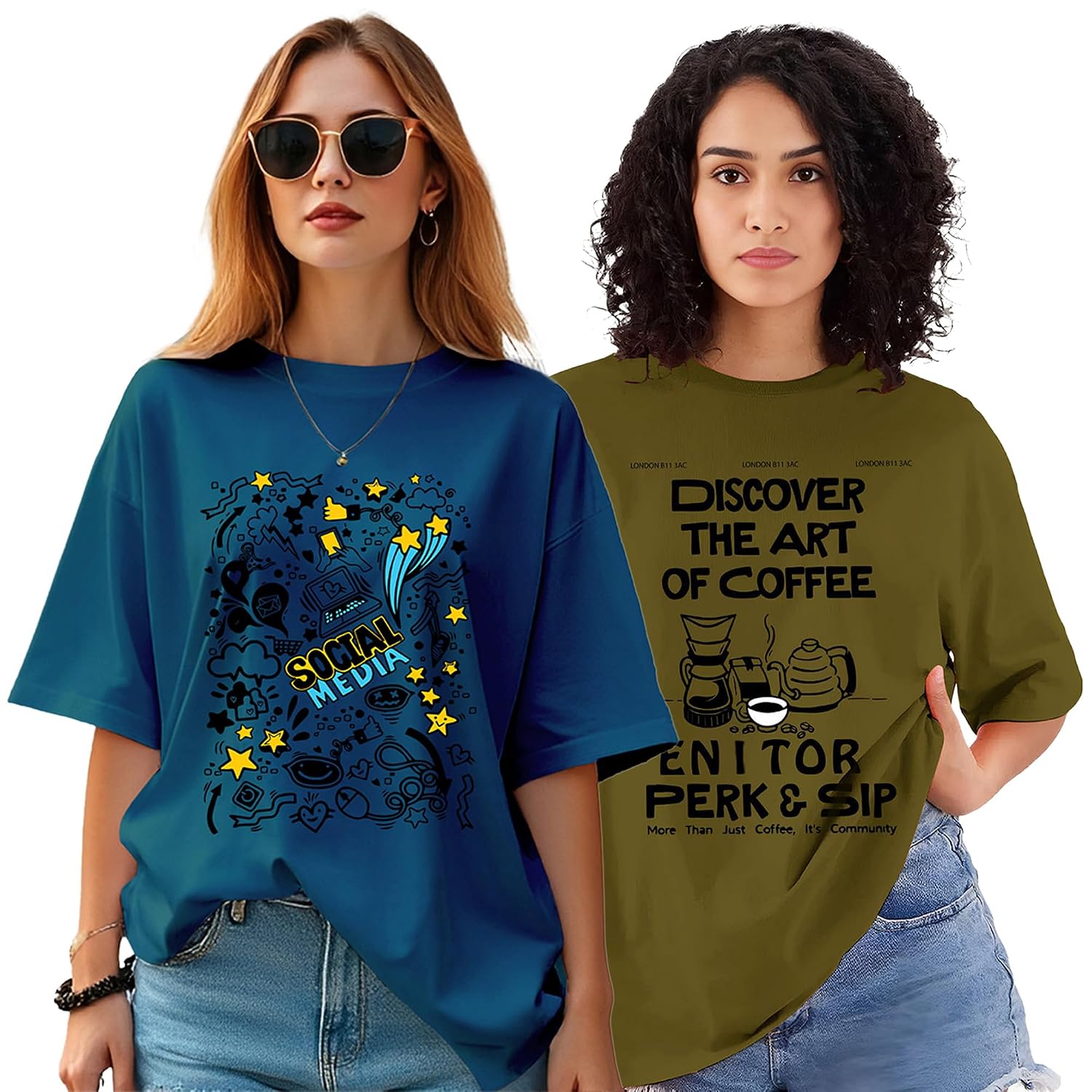AUSK Oversized T-Shirt for Womens || Graphic Front Printed Loose fit Womens Tshirt