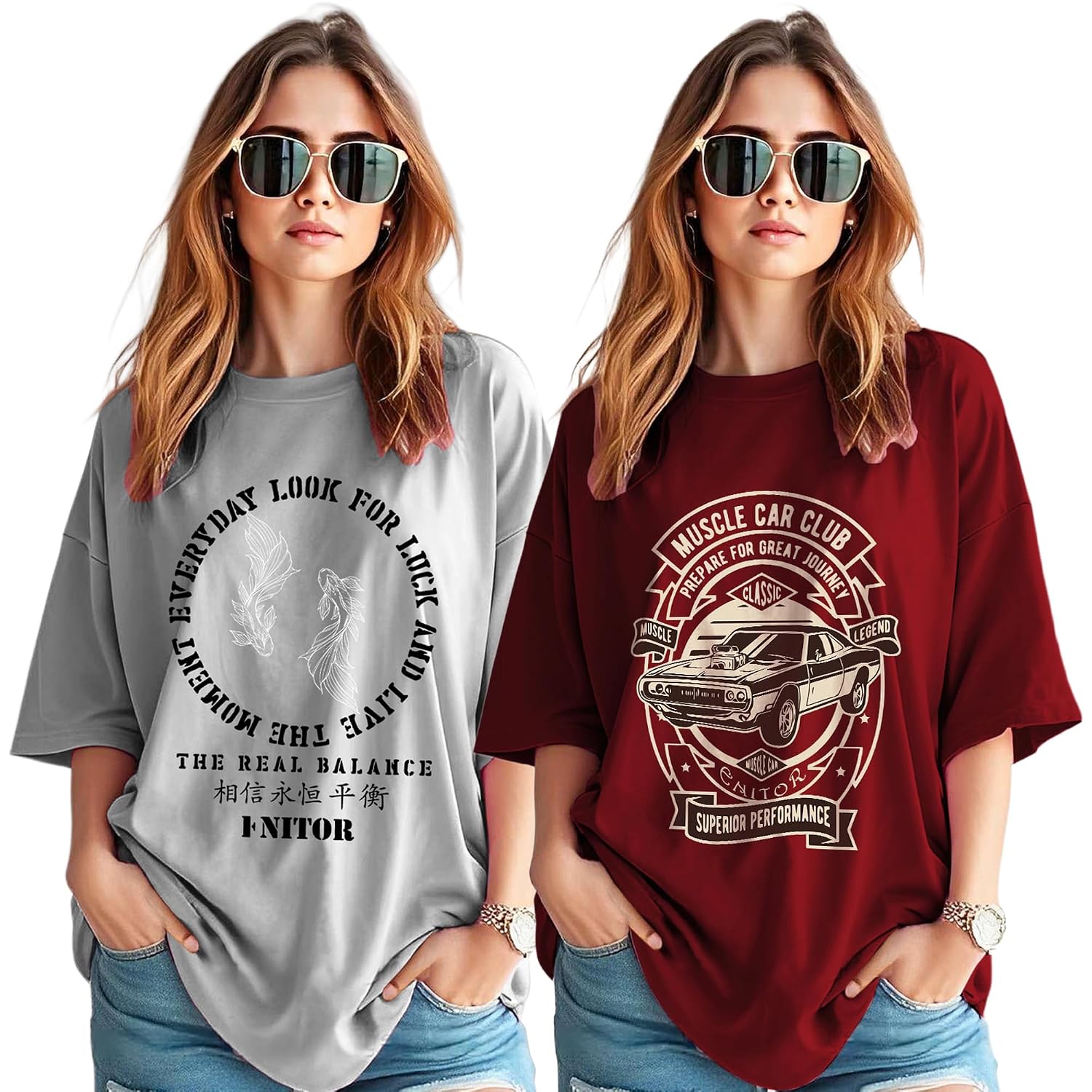 AUSK Oversized T-Shirt for Womens || Graphic Front Printed Loose fit Womens Tshirt