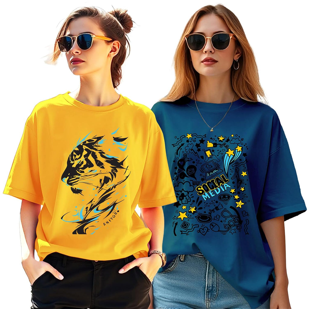 AUSK Oversized T-Shirt for Womens || Graphic Front Printed Loose fit Womens Tshirt