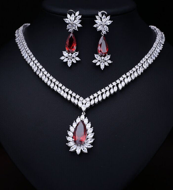 Bridal Necklace Set with AAA Zircon Earrings