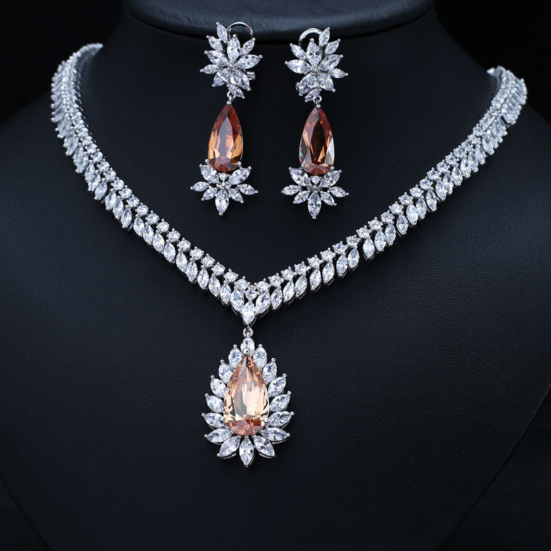 Bridal Necklace Set with AAA Zircon Earrings