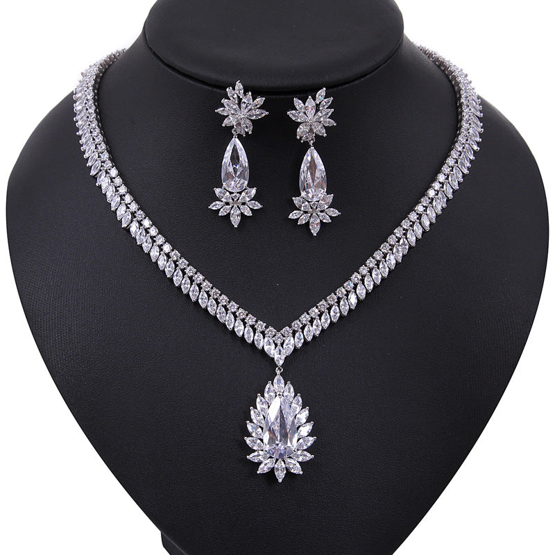 Bridal Necklace Set with AAA Zircon Earrings
